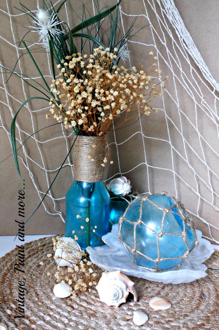 Vintage, Paint and more... faux sea glass beach decor made with mod podge and food coloring