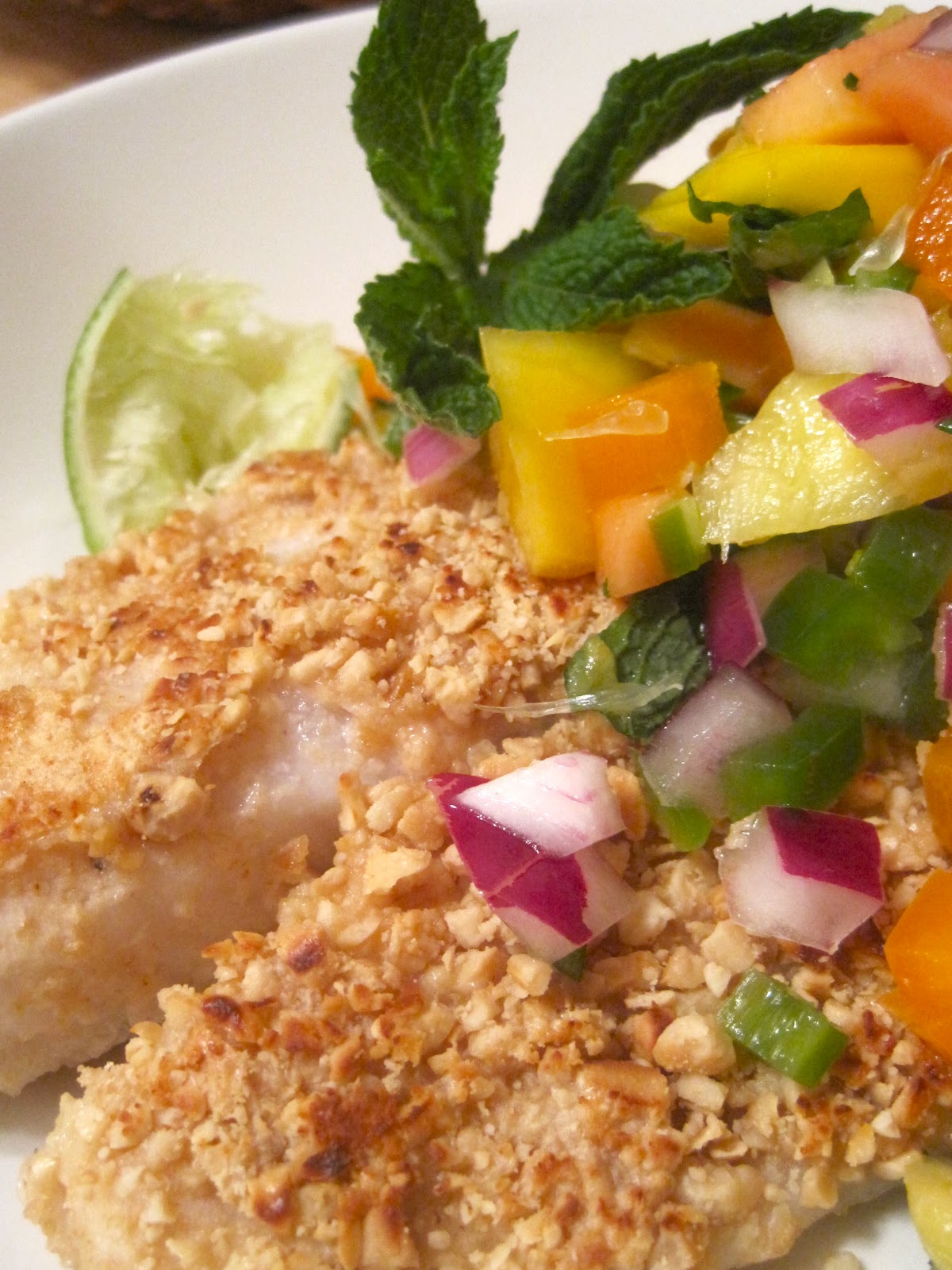 Kvell in the Kitchen: Macadamia-Crusted Tilapia with Papaya Salsa