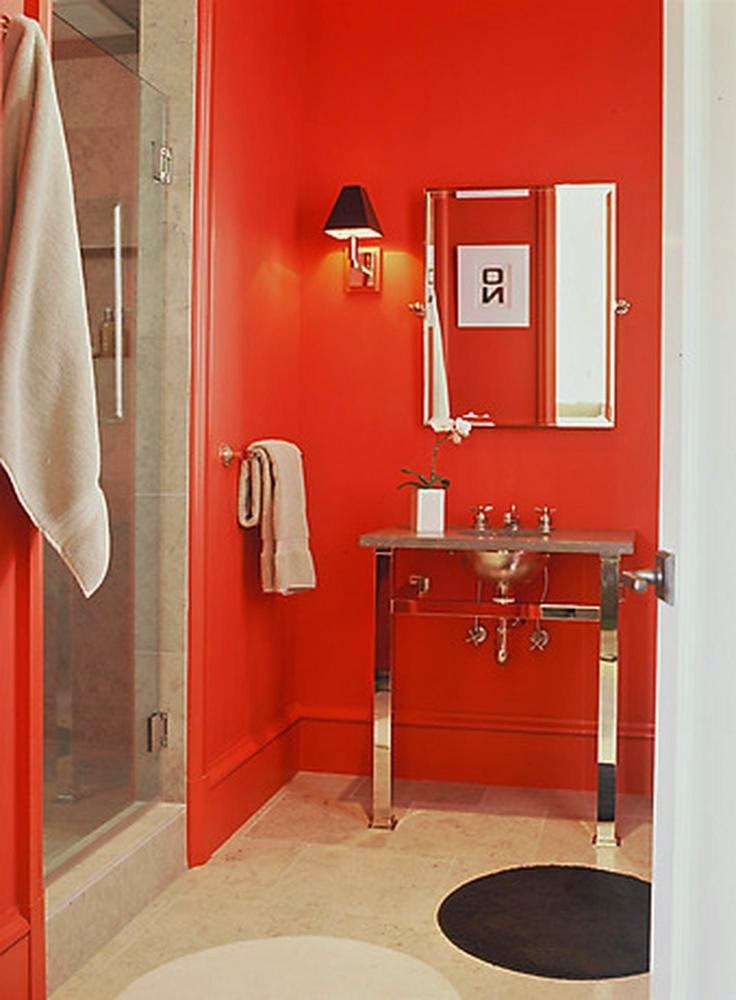 Diseños de baños en color rojo - Colores en Casa