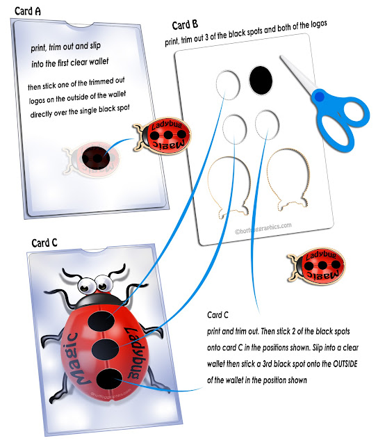 Magic ladybug card trick instruction graphic 1