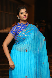 Anchor Shyamala Blue Designer Saree Stills