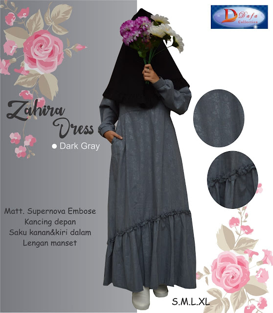 Gamis zahira dress baloteli warna gray kancing depan Gamis zahira dress baloteli warna gray kancing depan