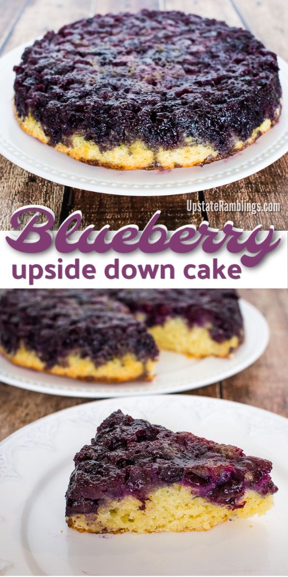 This blueberry upside down cake is a summer treat - an easy cake covered in caramelized blueberries