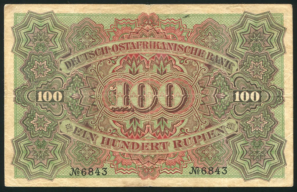 German East Africa banknotes 100 Rupien note of 1905 Kaiser Wilhelm II