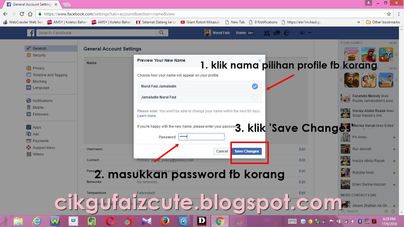 Cara menukar opsi facebook