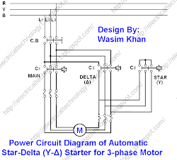 delta star motor phase starter timer automatic diagram circuit wiring power electrical starting control connection method electric electricaltechnology schematic drawing