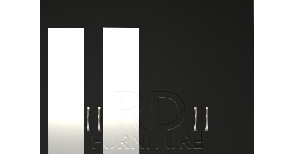Clic 4 Door 2 Drawer Mirrored Wardrobe White And Black Rdfurniture