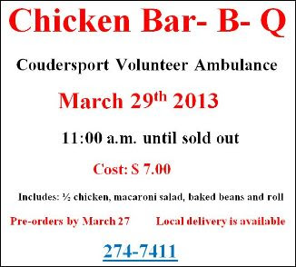 3-29 Chicken BBQ--Coudersport