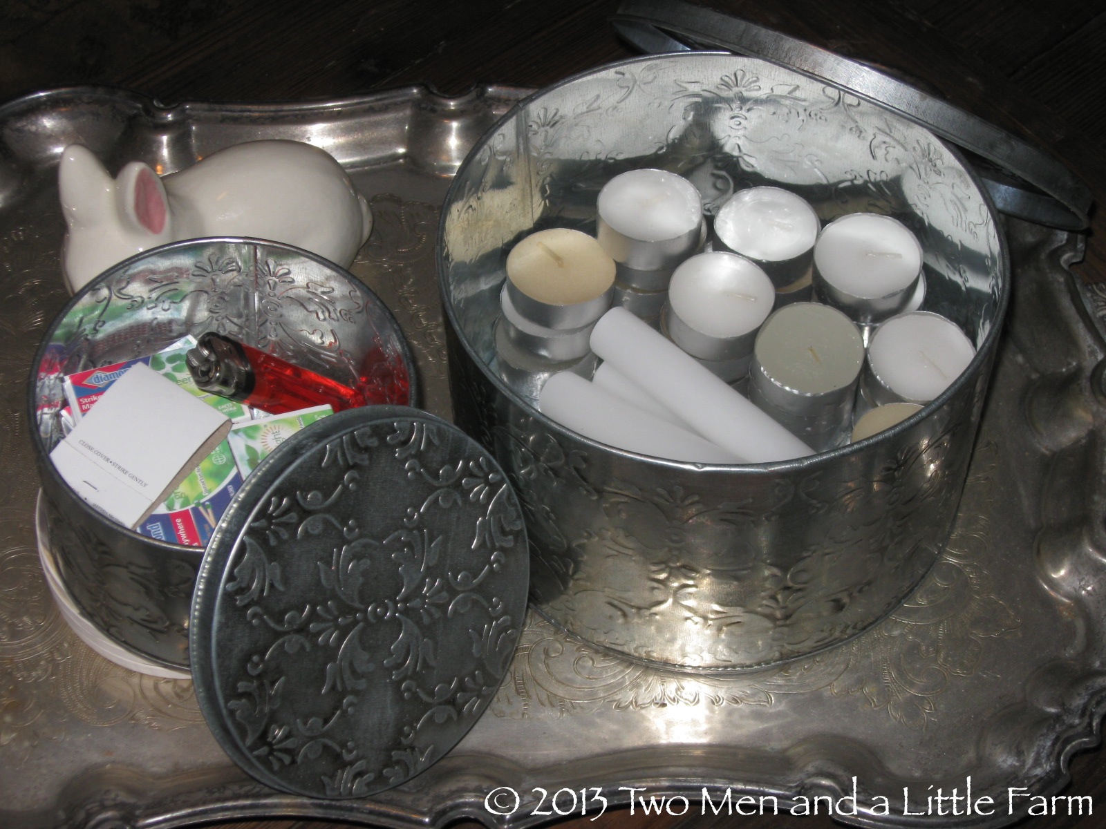 Two Men and a Little Farm CANDLE TINS STORAGE