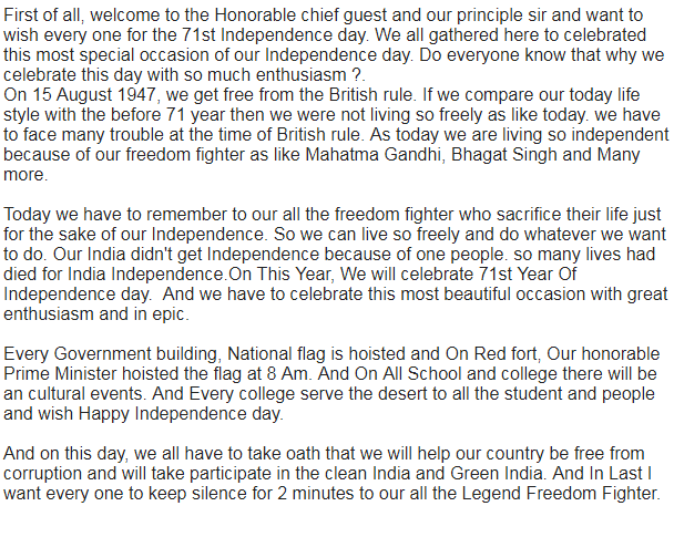 Independence Day English Speech Design Corral