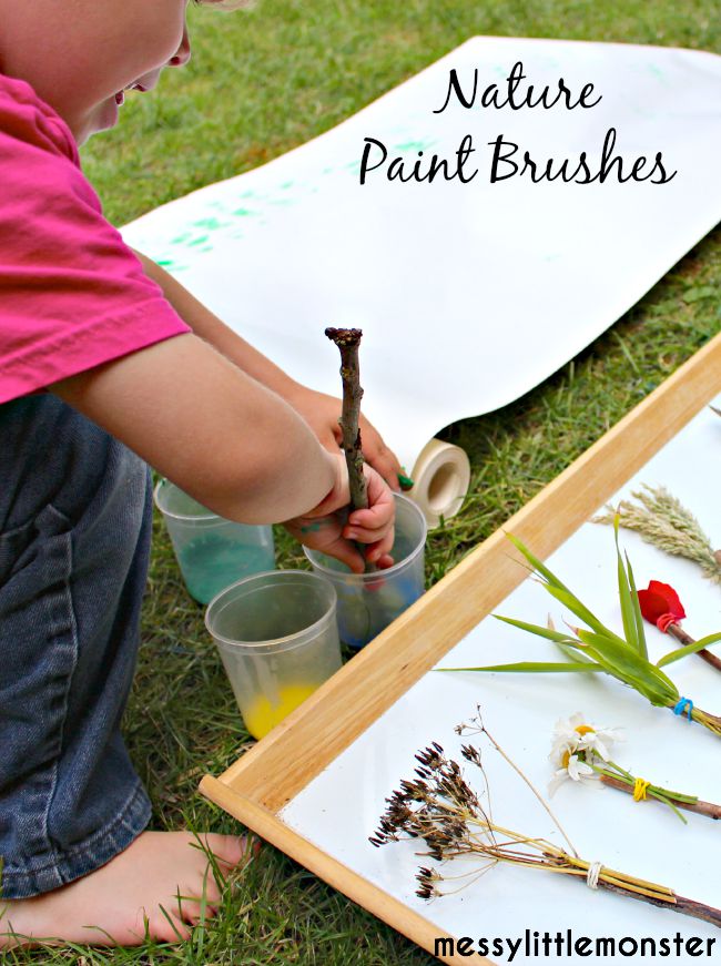 Make your own Nature Paint Brushes - Nature art painting for kids - Messy  Little Monster