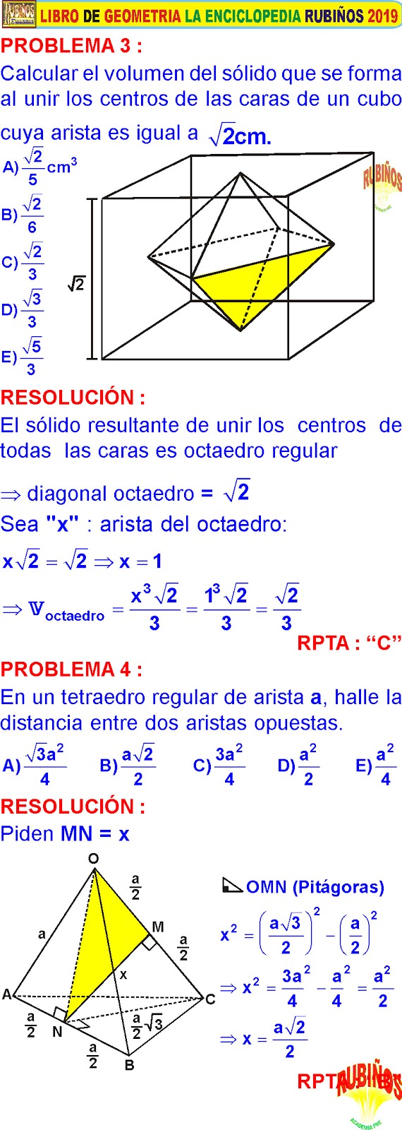 POLIEDROS REGULARES FÓRMULAS Y EJERCICIOS RESUELTOS EN PDF Y VIDEOS