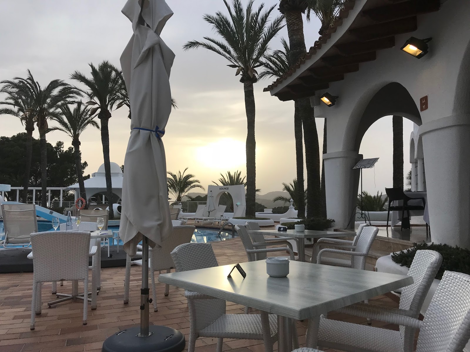 A Hilltop Oasis and a Room With a View at the Maritim Hotel Galatzo in Mallorca Poolside dining at sunset