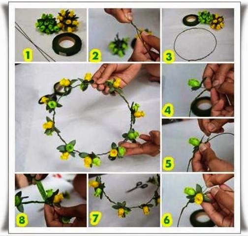 Cara membuat  bando flower crown