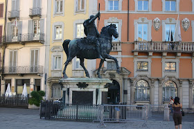 The bronze statue of Ranuccio II Farnese by Francesco Mochi is a feature of Piazza Cavalli in Piacenza
