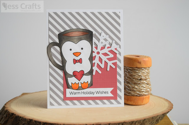 Holiday Card with Penguin Coffee Cup featuring Jess Crafts Digitals Holiday Card with Penguin Coffee Cup featuring Jess Crafts Digitals