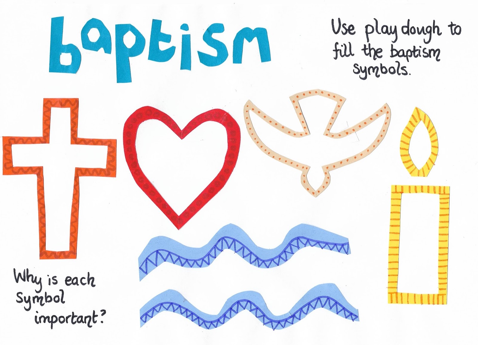 Flame: Creative Children's Ministry: Baptism Symbols Play Dough Mat