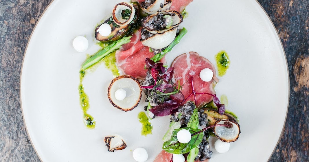 beef carpaccio & black lentil asparagus salad river cafe