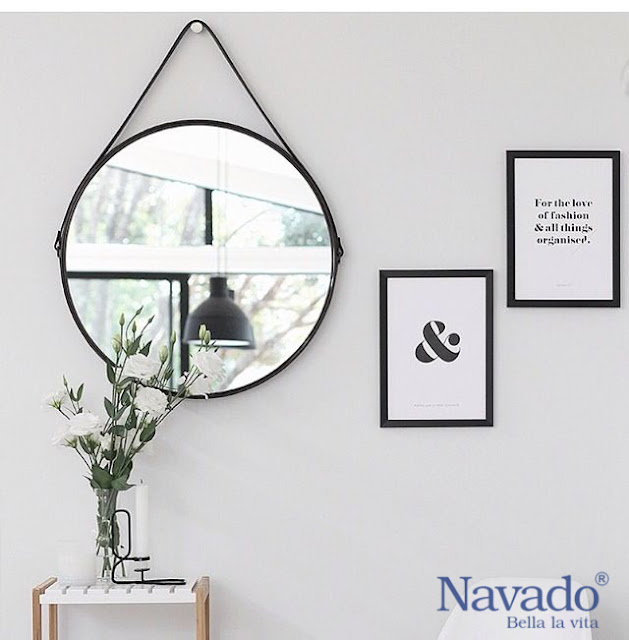 Gương dây da treo tường decor