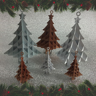 Sliceform Christmas tree forest.  Free cut file and tutorial by Nadine Muir for Silhouette UK
