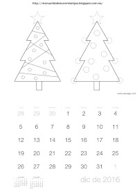 Calendario 2016 gomets pompones diciembre