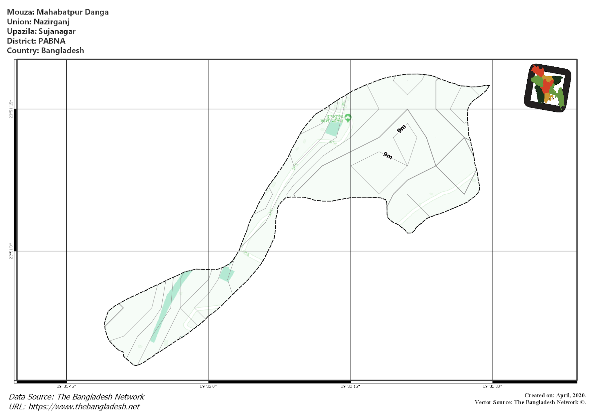 Map of Mahabatpur Danga Mouza of Sujanagar Upazila, PABNA Map of Mahabatpur Danga Mouza of Sujanagar Upazila, PABNA, Bangladesh.