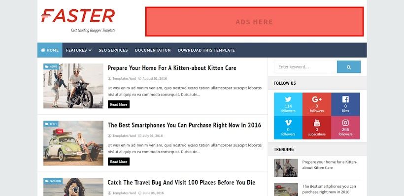 Faster Free Blogger Template