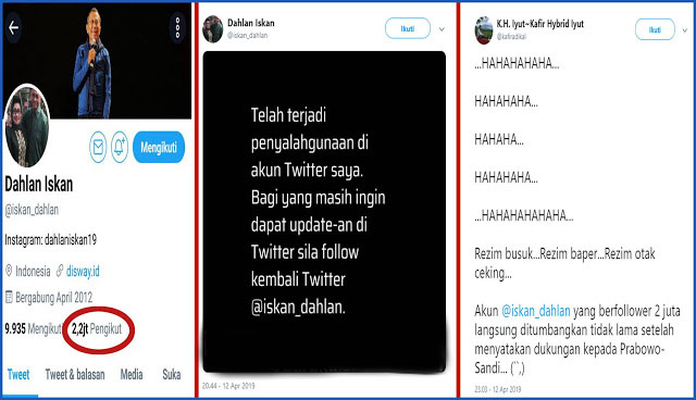 Pasca Deklarasi Dukung Prabowo, Akun Twitter Dahlan Iskan dengan 2 Juta Follower Tumbang Pasca Deklarasi Dukung Prabowo, Akun Twitter Dahlan Iskan dengan 2 Juta Follower Tumbang