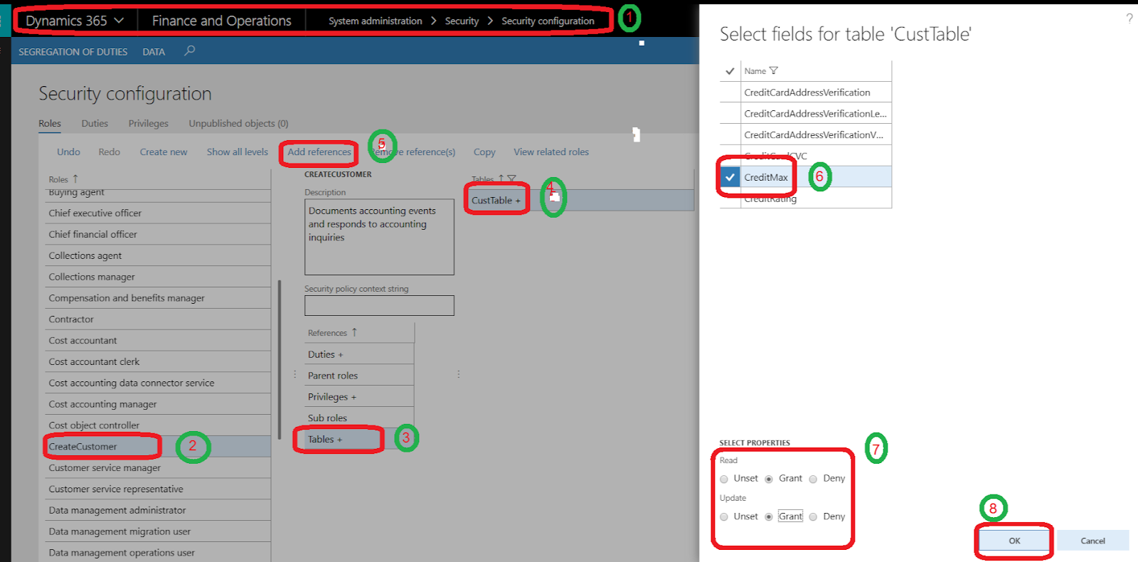 How to manage security field in Dynamics 365?