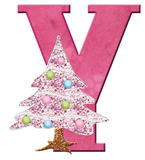 Alfabeto Navideño en Rosa con Árbol de Navidad.