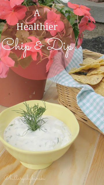 Creamy Garlic and Herb Dip - made with Stonyfield Greek Yogurt and perfect tiwht Late July Chips