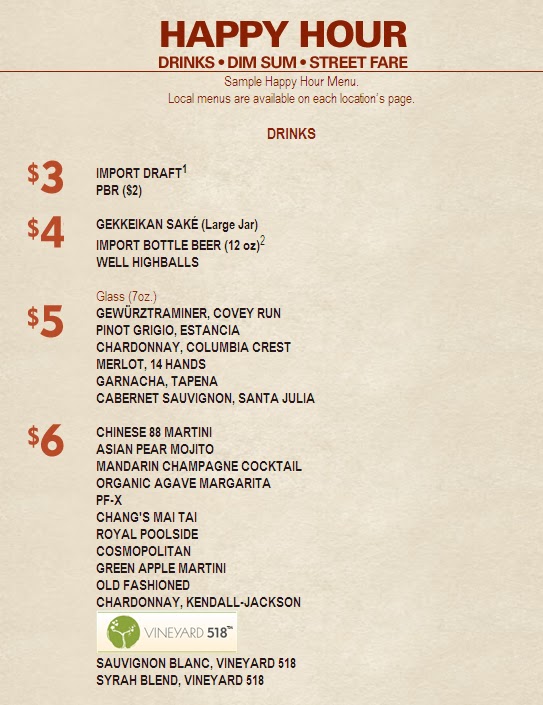 Walnut Creek's Ultimate Happy Hour Guide P.F. Chang's 7 DayAWeek