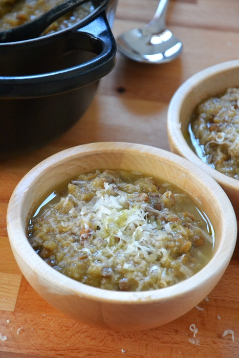 zuppa di porri e finocchi con lenticchie