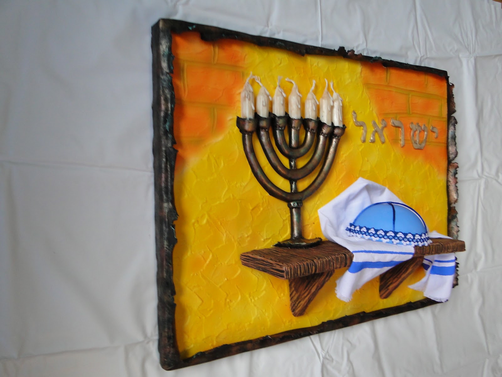Embroidered Silk Kippah - Jerusalem Olive