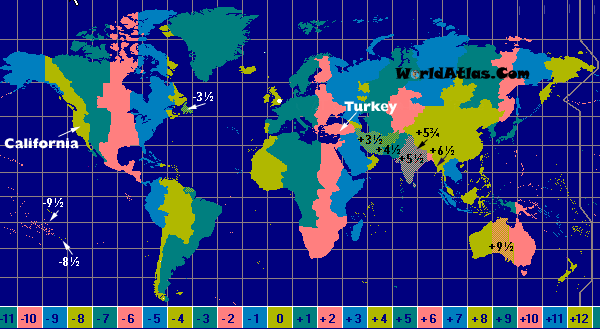 Time Zones Around The World Map