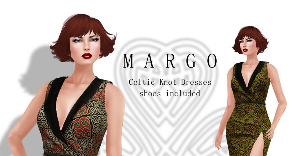 PRISM DESIGNS Fashions for SL PRISM SWANK for March Meet MARGO Celtic Knot Dresses by Jezzixa