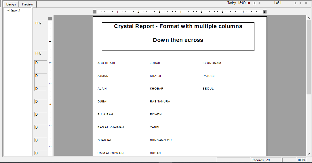 Crystal Report "Format with multiple columns" Programming Trends