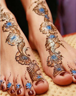 Blue Flower Henna Art for Feet