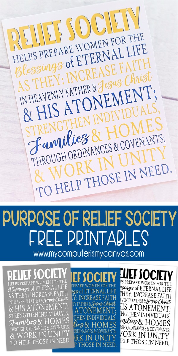 Purpose of Relief Society FREE Printable! My Computer is My Canvas