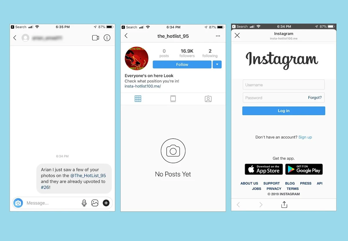 Beware! The HotList is a new Instagram Phishing Scam Attack
