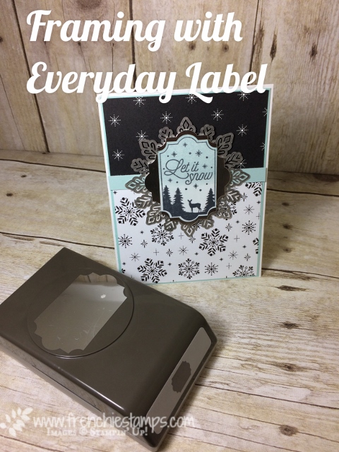 Merry little Christmas designer paper, Everyday Label Punch, Foil Snowflakes, Merry Little Label, Frame with Everyday Label punch