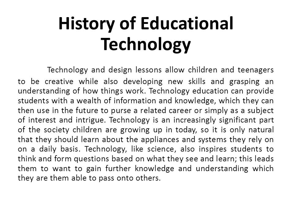 Educational Technology 1 Chapter 1 History and reflection of