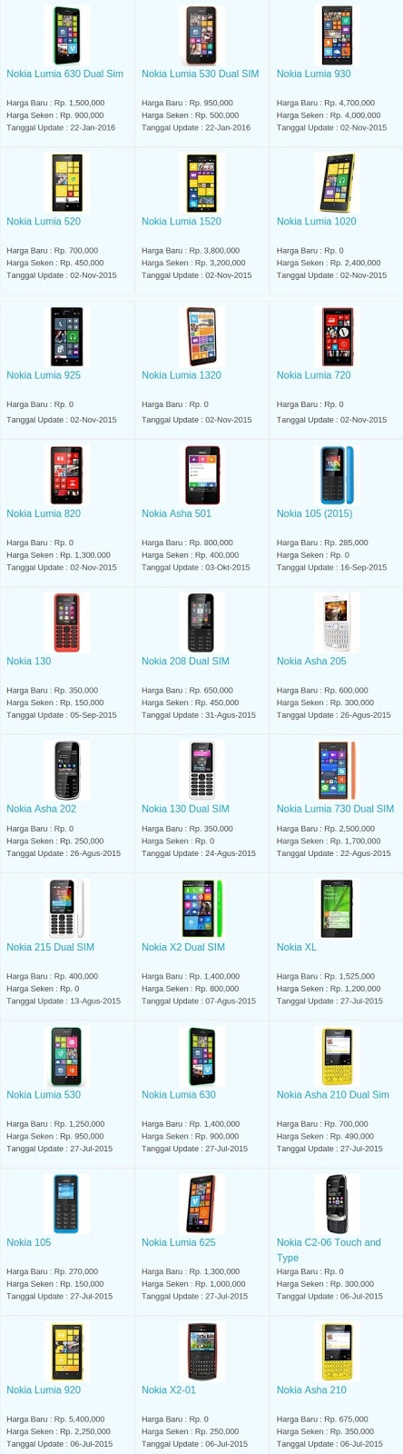 Daftar Harga Terbaru Hp Nokia April 2016 Daftar Harga Terbaru Hp Nokia April 2016