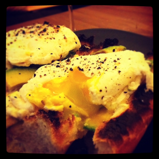 Simply Purely Delicious Poached Eggs with Avocado and Goat Cheese