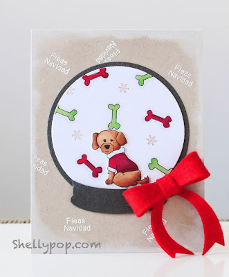 Snowglobe card using Canine Christmas by Shelly Mercado for Newton's Nook Designs