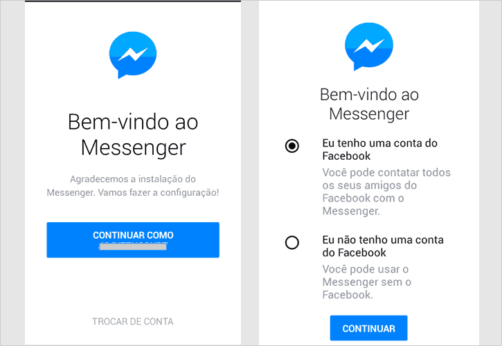Conta no Facebook Messenger desconectada