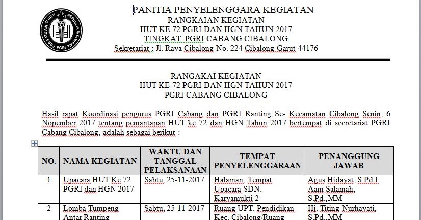 Contoh Proposal Kegiatan Hut Sekolah Galeri Sampul