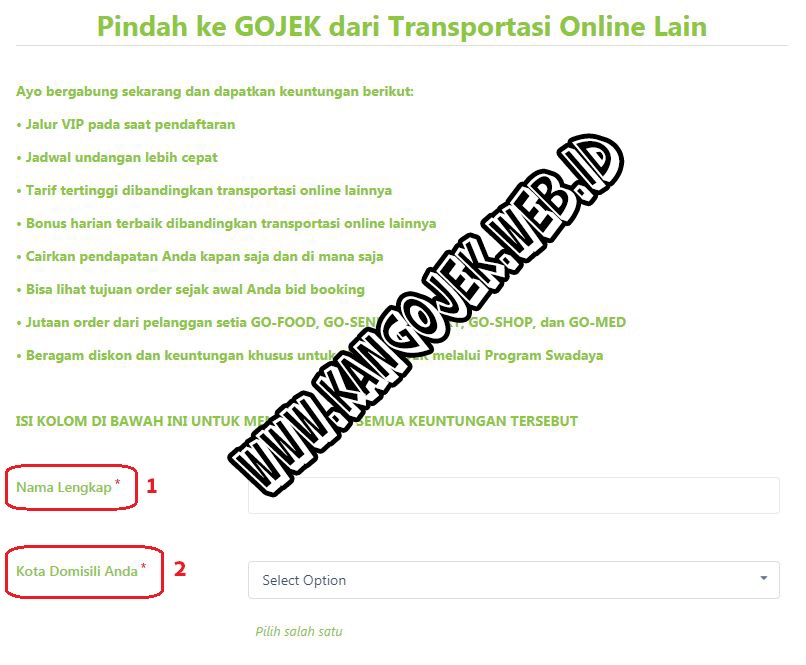 Pendaftaran Gojek Vip