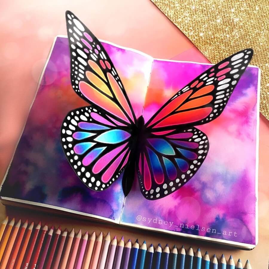 Step By Step 3D Butterfly Drawings In Pencil Pencil Drawing Butterfly