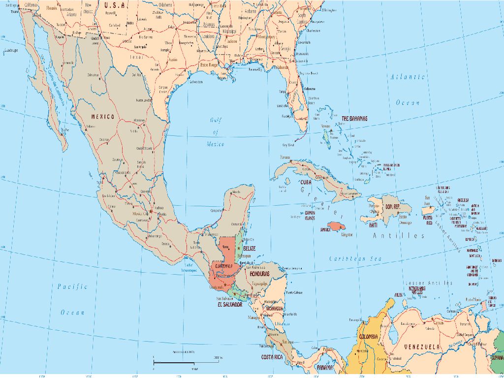 Political Map Of North And Central - Map%2BOf%2BUnited%2BStates%2BAnd%2BCentral%2BAmerica%2B